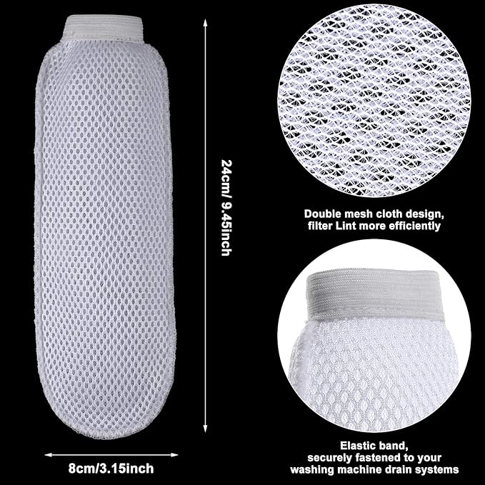 Boao 5 Pieces Nylon Lint Traps for Washing Machine Discharge Hose Lint Traps Nylon Mesh Catcher for Washing Machine Drain Systems Cleaning Tools