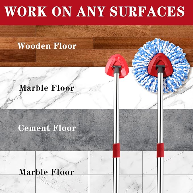 2 Pack Spin mop Replacement Head, Spin mop Scrub Brush,Microfiber Mop Refills, Easy to Replace,for Bathroom,Kitchen,Tub and Tile,Easy Cleaning,Suitable for Ocedar RinseClean 2-Tank System Spin Mop (B)