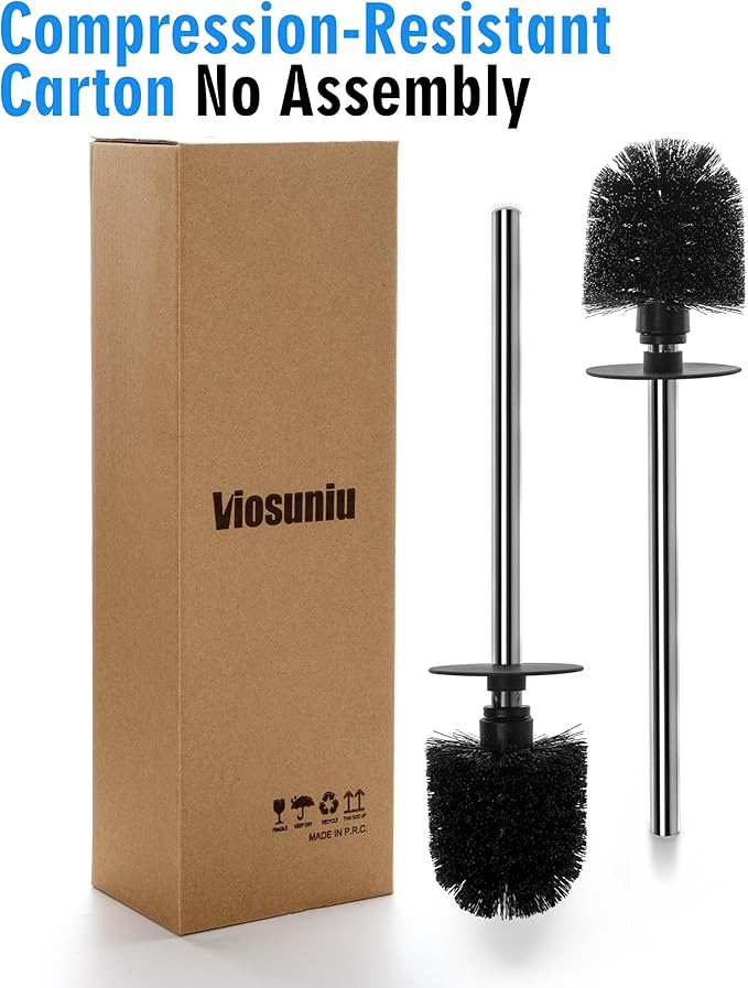 2 Pack Toilet Bowl Cleaning Brush Set for Bathroom, No Assembly and No Scratching Toilet Bowl, 304 Anti-Rust Handle