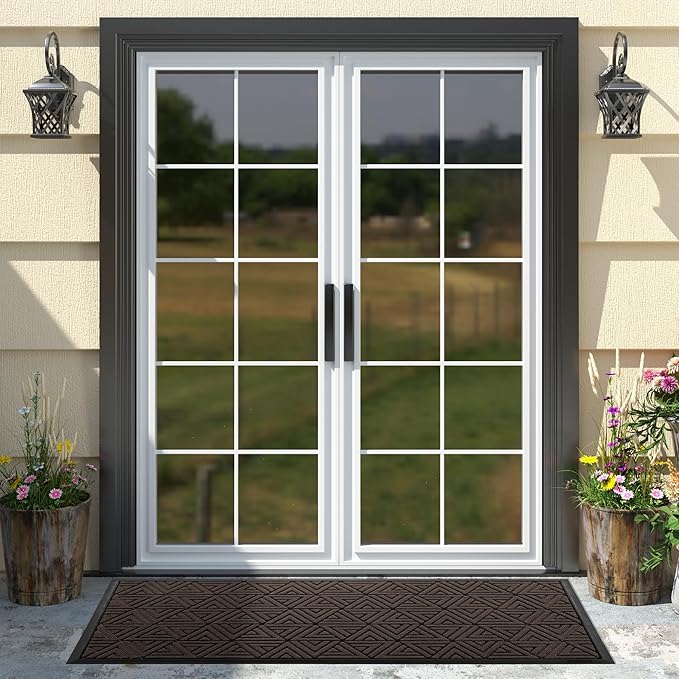 Yimobra Large Door Mat 47x24, All-Weather Waterproof Non-Slip Welcome Matt Outdoor, Heavy Duty Non Slip Doormat for Entryway for Patio and Garage Indoor, Easy Clean, Brown