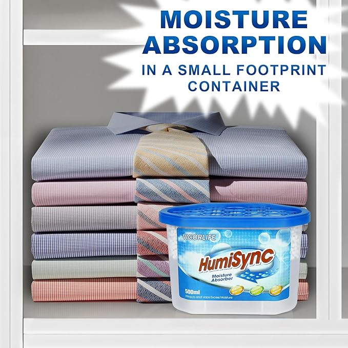 Moisture Absorbers 10 Pack, 16.9oz., Portable Humidity Absorber Boxes for Bathroom, Closet, Kitchen, Dehumidifiers, Attract and Trap Excess Moisture, Convenient and Effective, Blue