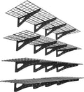 4Pack 2x6ft Garage Shelving Wall Mounted, 2400 Lbs Heavy Duty Garage Wall Shelving Storage Shelves for Basement, Laundry Room, Heavy Duty Floating Shelves Holds Up to(Black), 70.86" x 23.6"
