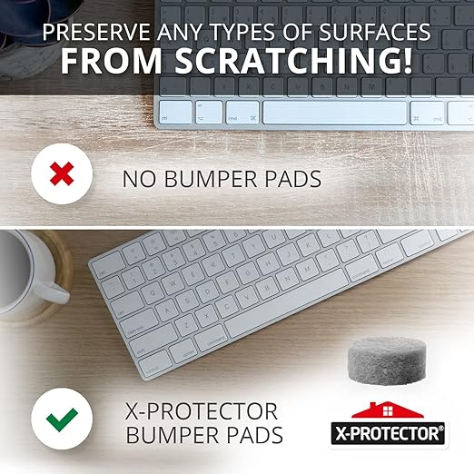Cabinet Door Bumpers X-Protector 100 PCS – Small Felt Pads 3/8” – Ideal Grey Felt Bumpers – Self-Adhesive Thick Felt Dots – Bumper Pads to Protect Glass & Other Surfaces!