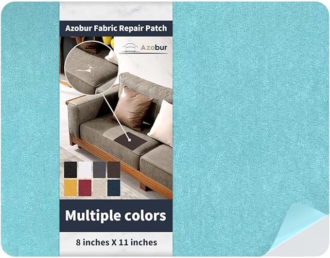 Azobur Velvet Patch,Self-Adhesive Rectangular Flannel Fabric Patch,Multicolor Available Anti Scratch Velvet 8X11 Inch Peel and Stick for Sofas, Automotive Interior, Handbags,and Pillow (Light Blue)