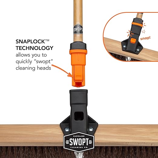 SWOPT 24” Premium Rough Surface Push Broom Head — Outdoor Push Broom for Driveways, Sidewalks, Patios — Cleaning Head Interchangeable with All SWOPT Cleaning Products for Efficient Cleaning & Storage