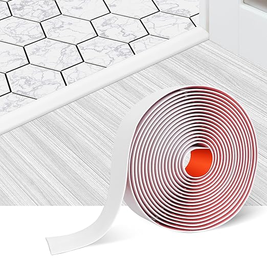 Floor Transition Strip Self Adhesive Floor Cover Strips Laminate 2" Wide Vinyl Flat Divider Transitions (5cm, 20Ft, White)