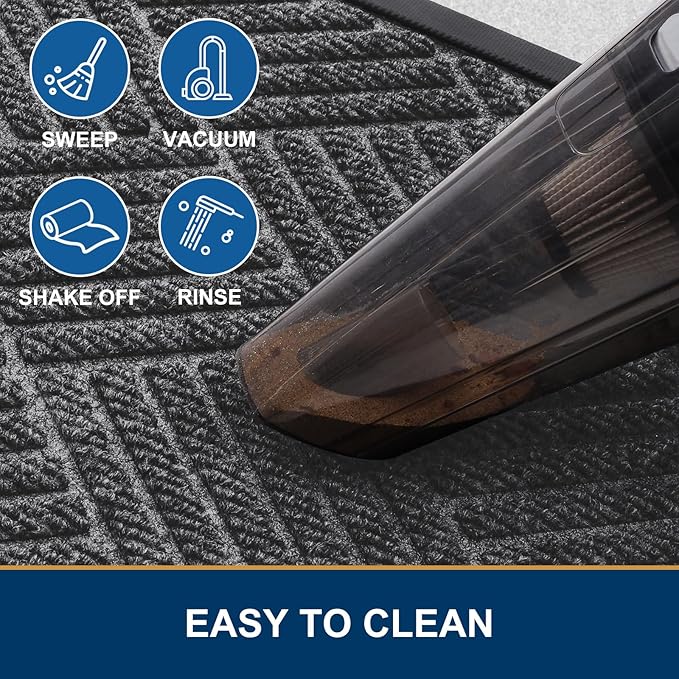 Smiry Front Door Mat Outside Entrance, Heavy Duty Outdoor Indoor Natural Rubber Doormat, Non Slip, Trap Dirt and Moisture, Easy Clean, Low Profile Patio Porch Entryway Mat, 47x23, Light Grey