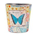 PU Leather Small Trash Can Wastebasket, Round Garbage Container Basket for Bathrooms, Laundry Room, Kitchens, Offices, Kids Rooms, Bedrooms,Dorms,Home Decorative Art Bin, 2.9 Gallon(Blue Butterfly)