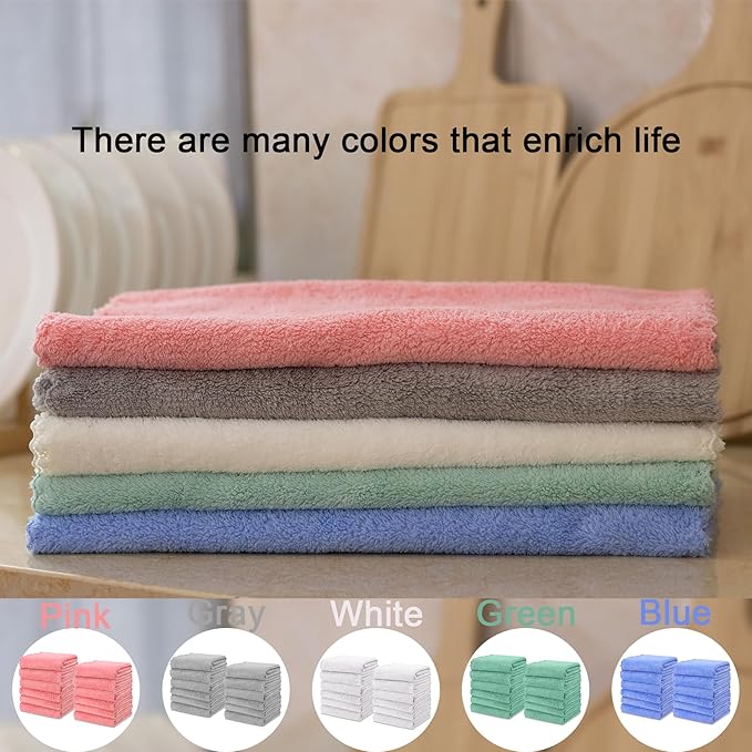 kimteny Kitchen Cloth Dish Towels, 13x28 Inches Premium Dishcloths, Super Absorbent Coral Velvet Microfiber Cleaning Cloths, Fast Drying Rags for Washing Dishes (13x28-12 Pack, Green)