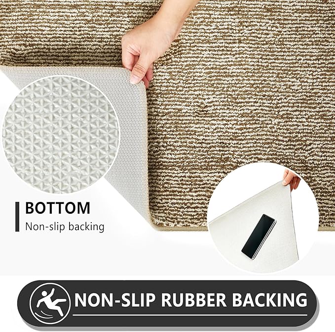 REFETONE Indoor Doormat, Front Door Mat 24"x36" Absorbent Rubber Backing Non Slip Back Door Mats, Washable Low-Profile Inside Floor Mat Door Rugs for Entryway, Resist Dirt Mud Mat for Dogs, Coffee