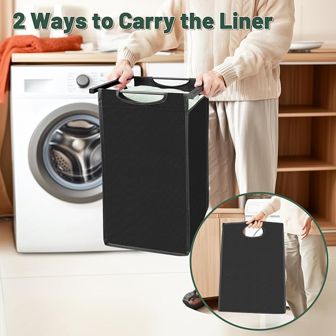 Laundry Sorter with Removable Bag, 16 Gallons Laundry Hamper with Adjustable Feet, Laundry Basket for Laundry Room, Bathroom and Bedroom(Charcoal Black)