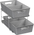 Simple Houseware 2 Tier Bathroom Organizer Tray Pull-Out Sliding Drawer/Under-Sink Storage, Grey