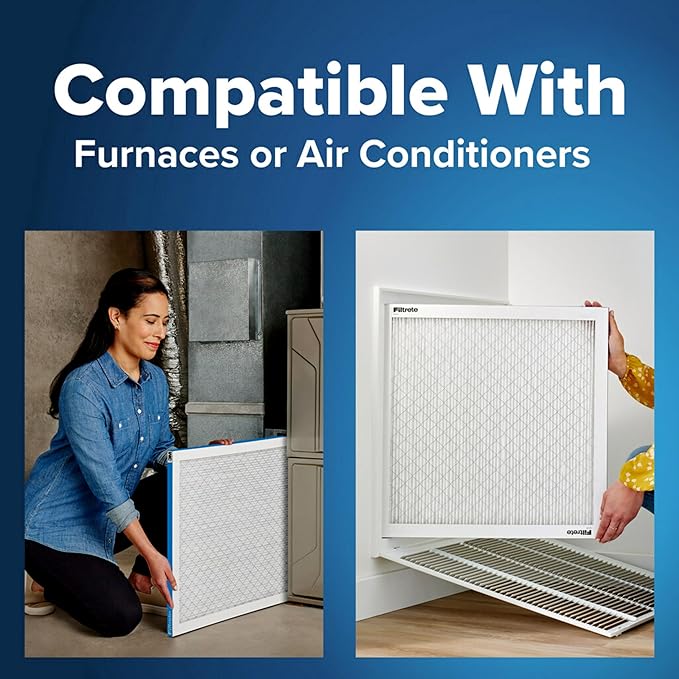 Filtrete 12x12x1 AC Furnace Air Filter, MERV 13, MPR 1900, Premium Allergen, Bacteria & Virus Filter, 3-Month Pleated 1-Inch Electrostatic Air Cleaning Filter, 6-Pack (Actual Size 11.81x11.81x0.78 in)