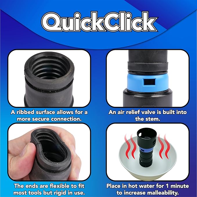 Cen-Tec Systems 95270 16 Ft. Home and Shop Vacuum Hose with Expanded Multi-Brand Power Tool Dust Collection Adapter Set and Full Attachment Kit, Black