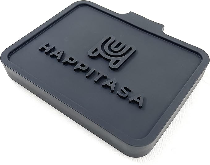 Happitasa Silicone Soap Dish Tray and Sponge Holder with Drain Chute, Pack of 2 | Bathroom and Kitchen Sink Organizer Caddy (Black, 5.2"x4", 7.2 Ounces)