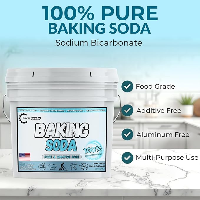 TradeGrade Pure Baking Soda Powder – 30 lb Bucket, Sodium Bicarbonate Powder | Premium Food-Grade for Baking, Bread, Cookies & More | Baking Soda for Cleaning, Natural Cleaner & Deodorizer