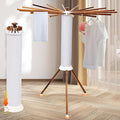 Portable Teak Tripod Clothes Drying Rack, Foldable Space-Saving Design, 16 Waterproof Teak Wood Drying Rods