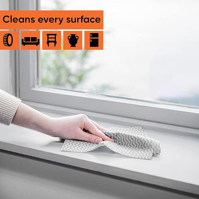 Superio Handy Wipes for Kitchen Multi-Purpose Heavy-Duty Reusable Cleaning Cloth for House, Bathroom, and Office. Disposable Dish Towel (10 Grey)