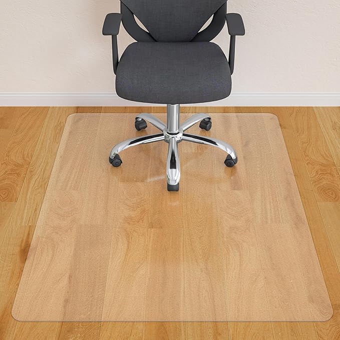 Office Chair Mat for Hardwood Floor- 46" x 60" Clear Desk Computer Chair Mat for Hard Wood/Tile Floors, Easy Glide Plastic Mat for Under Office Chairs on Hardwood for Work & Home