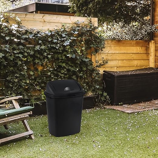 4-Pack 6 Gollons Garbage Bin with Lid, Black Swing Top Trash Can