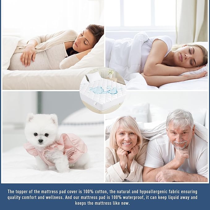 Sunflower Quilted Full Mattress Protector, Mattress Pad Full, Cotton Mattress Cover Waterproof, 18-22" Extra Deep Pocket Thin Version, Hypoallergenic Soft Durable