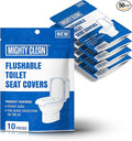 Toilet Seat Covers Flushable - Upgraded XL Size| Biodegradable Paper Covers for Adults, Kids, Toddlers | Travel Essentials for Public Restroom, Airplane, Camping (50 Pack)