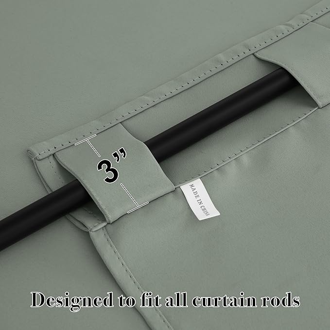RYB HOME Sage Green Curtains for Bedroom, Blackout Thermal Insulated Drapes Back Tab& Rod Pocket, Vertical Privacy UV Protection Shades, 42 Inch Wide by 72 Inches Long, 2 Panels