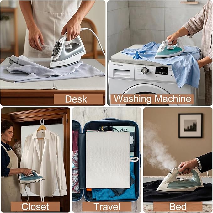 24" x 16" Ironing Mat Foldable, Portable Small Thickened Heat Resistant Cotton Wood Mini Ironing Pad Board for Table Top, Washer, Bed, Dorm, Travel, Countertop, Tabletop, Double Sided Use