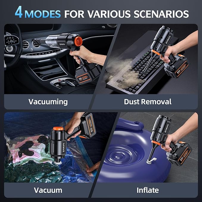 Car Vacuum Portable Cordless, 40000Pa High Power Dust Buster, 6-in-1 Handheld Vacuum Cleaners for Home, Car, Pet Hair, Keyboard, Black