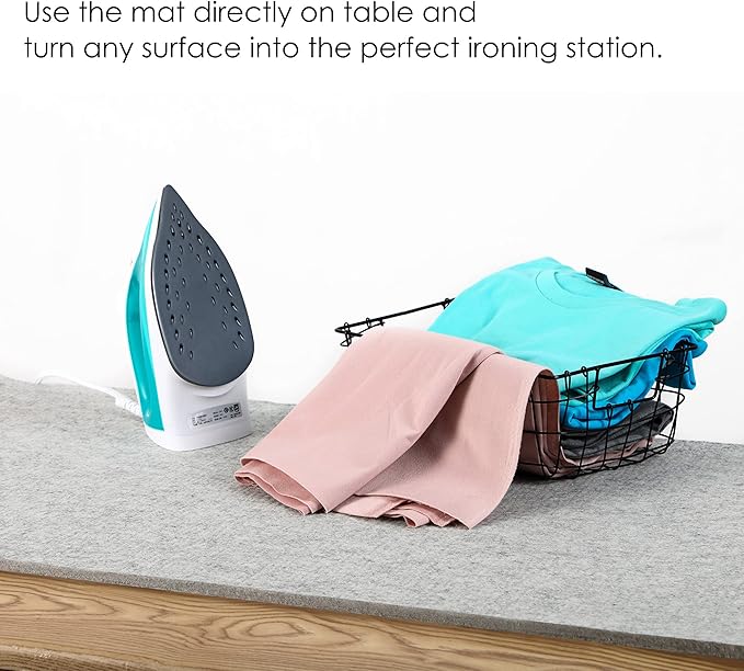 Wool Pressing Mat for Quilting - 22x60 XL Extra Large Felt Ironing Pad 3/8" Thick, 100% Wool Heat Resistant for Ironing, Sewing, Cutting on Ironing Board, Tabletop, Dryer, Countertop