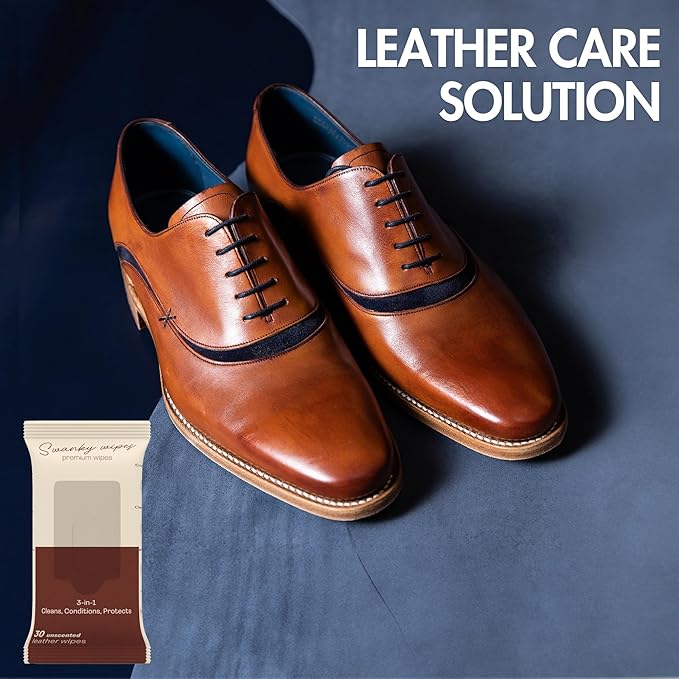 Swanky Leather Wipes - Leather Cleaner and Conditioner for Purses, Shoes, Furniture Polish & Car Seats, Prevents Fading & Cracking, Restores Softness & Shine - Soft Wipes, 180 Count