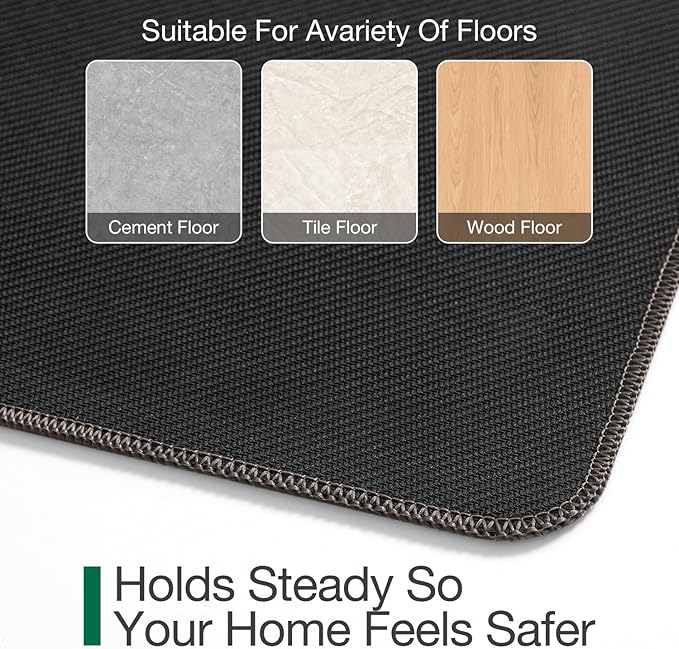 LUMI Ultra Thin Door Mat for Entryway, Low Profile Non Slip Rubber Backing Indoor Doormat, Easy Clean Welcome Entrance Mat for Inside House, Patio,Brown 24"x36"