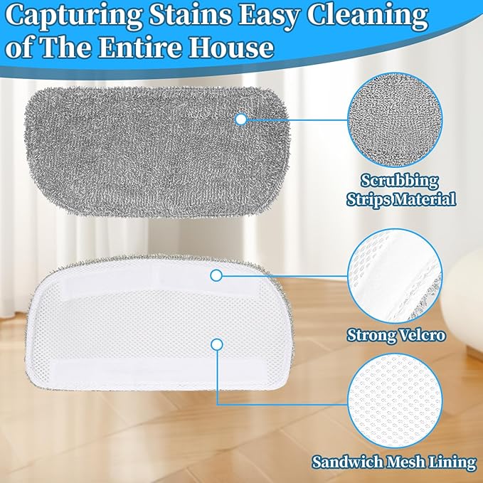 5 Pack Steam Mop Replacement Pads,Steam Mop Pads Compatible with GorFanty Steam Mop GF-6610B & GF-6610,Neugo NE033/NE033M & Mxnsewr,Washable & Reusable Microfiber Cloth for Floor Cleaning