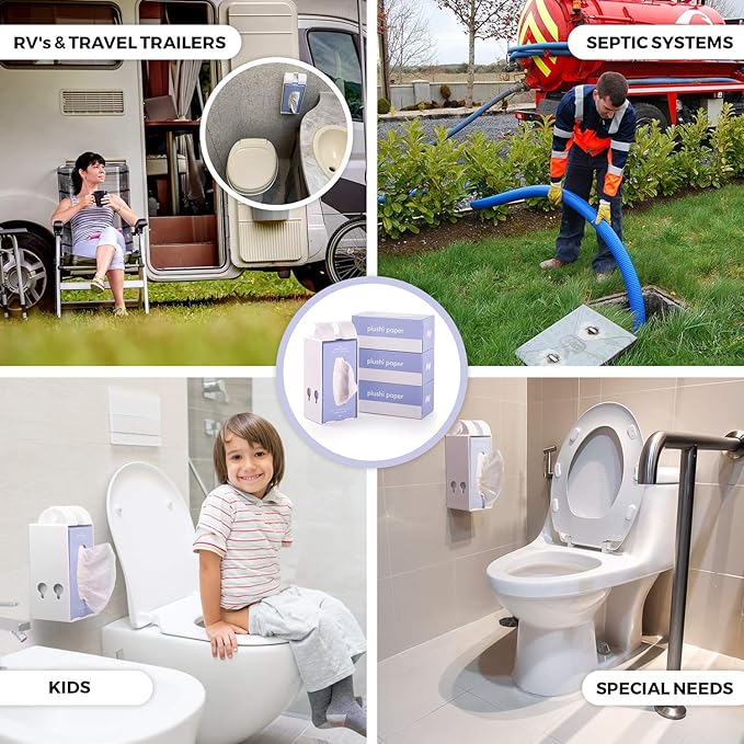 Septic Safe Tube Free 4 Ply Soft Toilet Paper RV Essential and Mom Approved for Travel Trailers Campers Marine Biodegradable 4 Boxes 320 Wipes