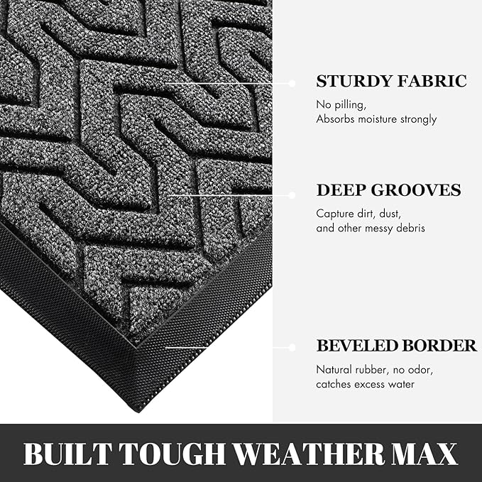 Yimobra 72x24 Indoor Outdoor Runner Rug, Heavy-Duty Waterproof Entrance Mat for High Traffic Areas, Commercial Grade Welcome Door Mat, Easy Clean, Mix Grey