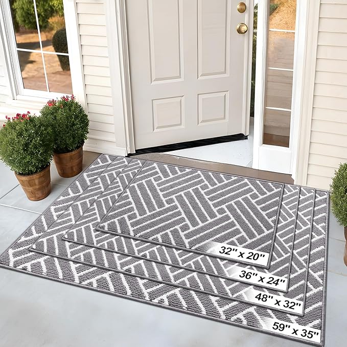 OLANLY Runner Indoor Door Mat, 47x20 Inch, Dirt Resistant and Absorbent, Non-Slip Rubber Backing Floor Mats, Easy Clean Low-Profile Doormat for Entryway, Front Door, and Inside Entrance, Grey