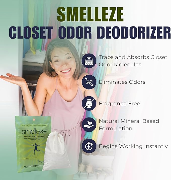 SMELLEZE Reusable Book Smell Removal Deodorizer Pouch: Rids Odor Without Chemicals in 12 Books/Time