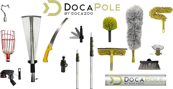 DOCA Scrub Brush 7-30 Ft with Long Handle Extension Pole - Outdoor Broom and Scrubbing Brush for House Floor, Deck, Patio, Car - Medium Brush