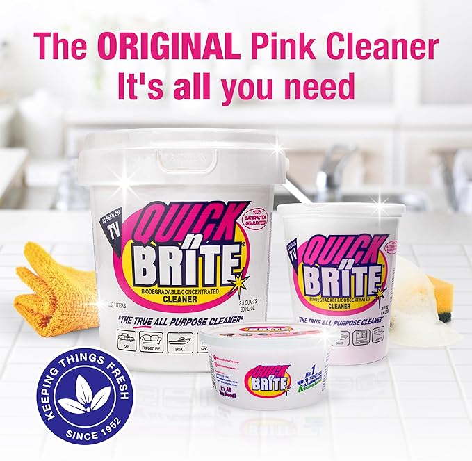 Quick 'n Brite All Purpose Cleaning Paste – Miracle Cleaner for Tough Stains, Biodegradable, Non-Toxic, Pet-Safe, Multi-Surface Stain Remover, Made in USA, 80 Oz