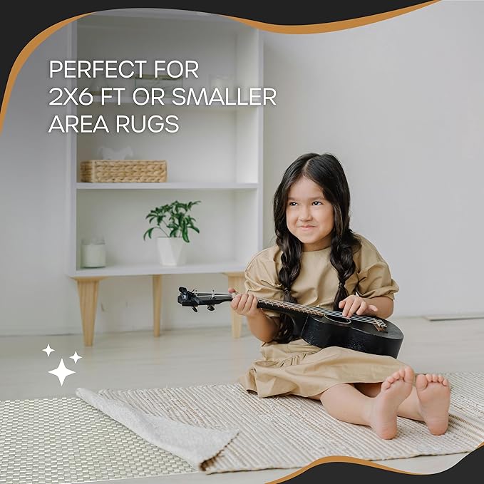 Nevlers 2'x6' Under Rug Non Slip Pad | White PVC Foam Non Slip Rug Pads | Open Weave Anti Slip Rug Grips | Anti Skid Rug Gripper for Hardwood Floors & Other Surfaces | Rug Stoppers to Prevent Sliding
