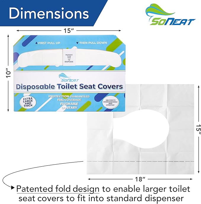 Disposable Toilet Seat Covers XL Half Fold Flushable – 200 Sheets (2 Pack) for Public Facilities, Office, School, Hotel & Business Use – Premium toilet seat cover For Commercial Wall Dispenser