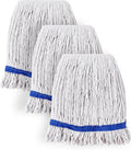 Eyliden 3 Pack Mop Heads Replacement, Universal Commercial Mops for Floor Cleaning, Looped-End Cotton Mop Head Refills for Multi-Surface, Home Industrial Wood Tile