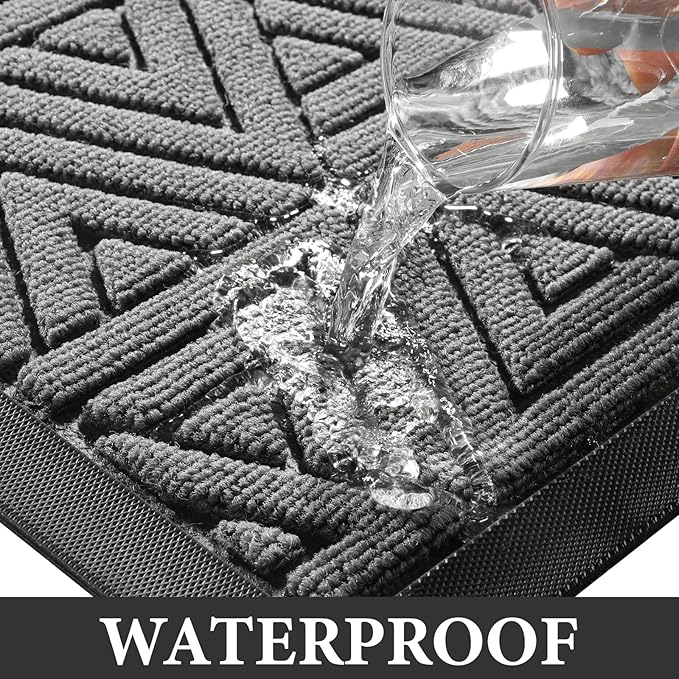 Yimobra Large Door Mat 36x24, All-Weather Waterproof Non-Slip Welcome Matt Outdoor, Heavy Duty Non Slip Doormat for Entryway for Patio and Garage Indoor, Easy Clean, Grey