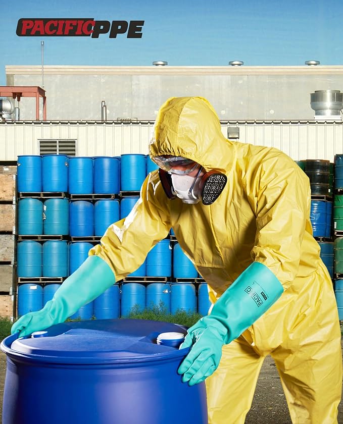 PACIFIC PPE 2 Pairs Chemical Resistant Nitrile Gloves, Resist Household Acid, Alkali, Solvent and Oil, 28 mil, 18", XX-Large
