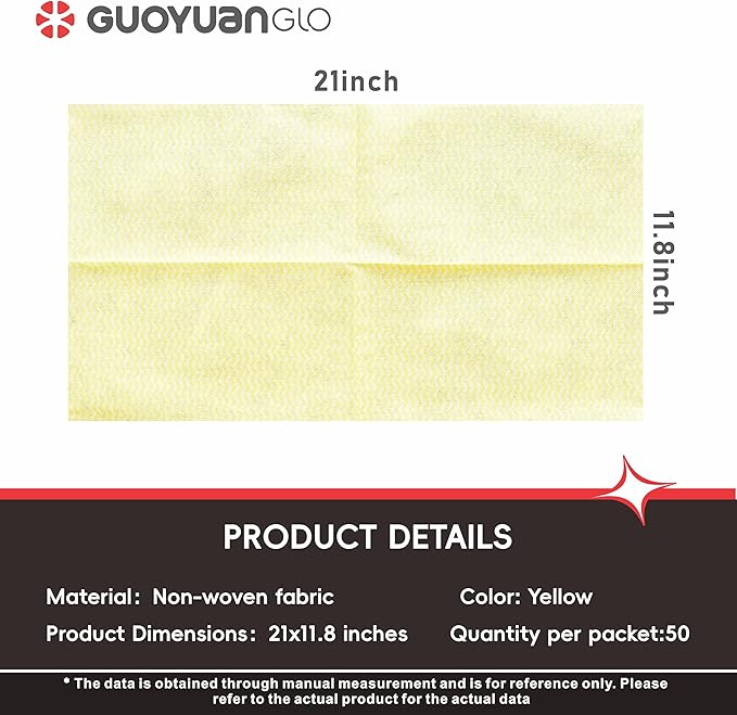 Disposable Dish Cloths Disposable Cleaning Towels Heavy Duty Reusable Cleaning Cloths Dish Rags for Kitchen,11.8 x 21 inches - 50 Counts/Pack,Yellow