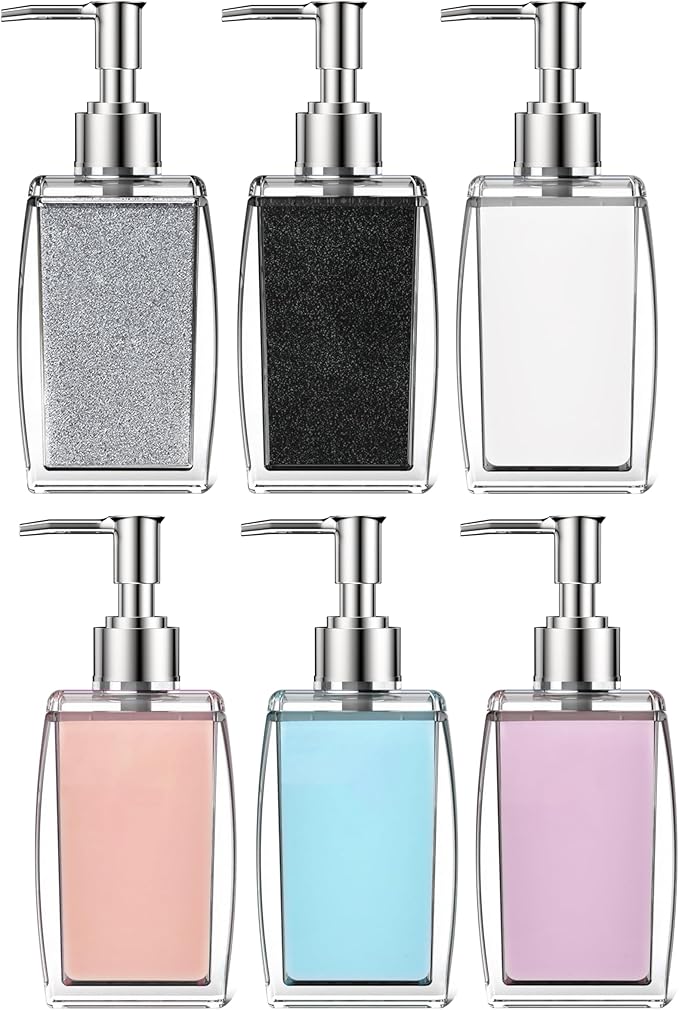 Black Soap Dispenser with Refillable Plastic Pump for Bathroom Sink or Kitchen Counter, Ideal for Hand Soap, Liquid Soap, Dish Soap, or Lotion Use