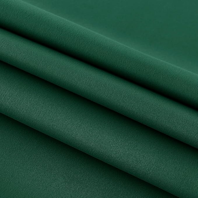 DWCN French Door Curtains – Rod Pocket Thermal Blackout Curtain for Window/Patio Doors/Doorways/Classroom/Kitchen for Privacy, 25W by 40L Inches, 1 Panel with Tieback, Hunter Green