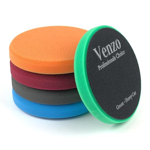 Venzo 6 Inch Buffing Polishing Pads, 5 Pcs 6.5" inch Front Side for 150mm Backing Plate, Buffing Polishing Kit, Cutting, Polishing & Waxing Pads for Car Buffer & Polisher