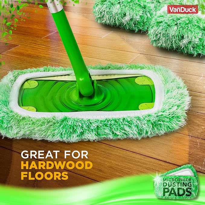VanDuck Floor Duster Refill Compatible with Swiffer Sweeper Mop (4 Pack) - Microfiber Pet Heavy Duty Dry Cloth Refills - Reusable Mop Pad