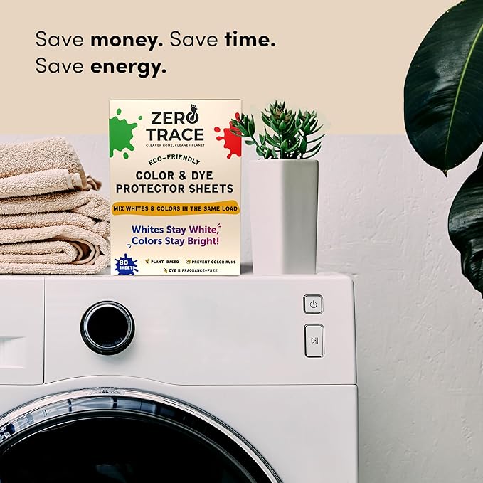 Zero Trace Color Catchers for Laundry - Protects Clothes with Laundry Color Dye Catcher Sheets and Bleed Remover - 80 Sheets